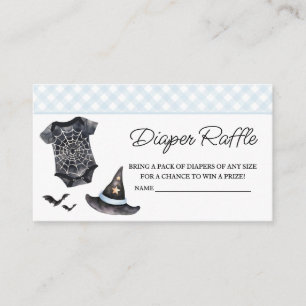 Blue Halloween Baby is Brewing Baby Diaper Raffle Enclosure Card