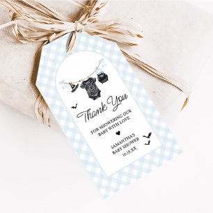 Blue Halloween Baby is Brewing Baby Shower Gift Tags