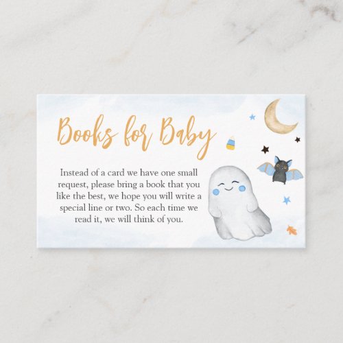 Blue Halloween Baby Shower Books for Baby Enclosure Card