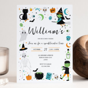 Blue Halloween Birthday Invitation