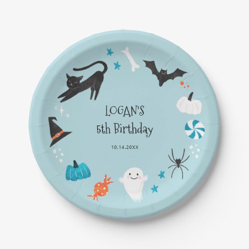 Blue Halloween Birthday Party  Paper Plates