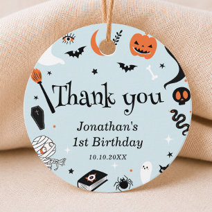 Blue Halloween Boy Birthday Party Favor Tags