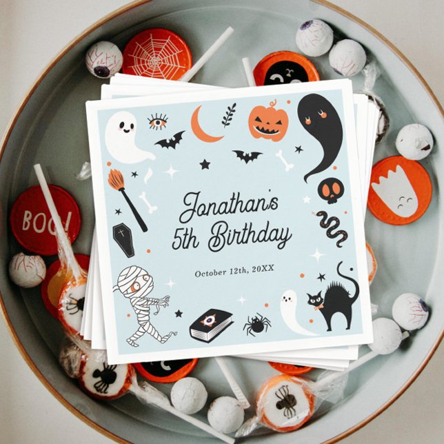 Blue Halloween Boy Birthday Party  Napkins (Creator Uploaded)
