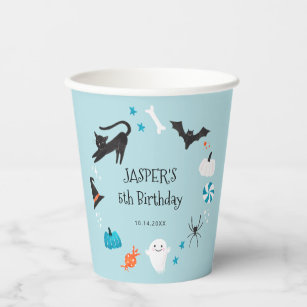 Blue Halloween Creatures Birthday Party  Paper Cups