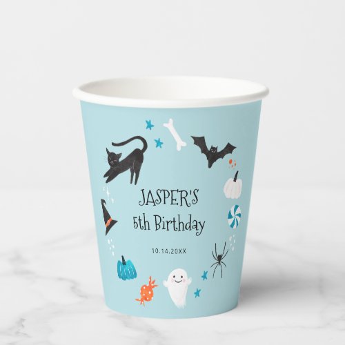 Blue Halloween Creatures Birthday Party  Paper Cups