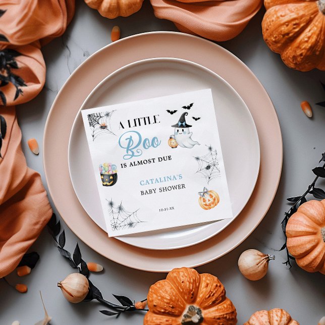 Blue Halloween Ghost Baby Shower Napkins (Creator Uploaded)
