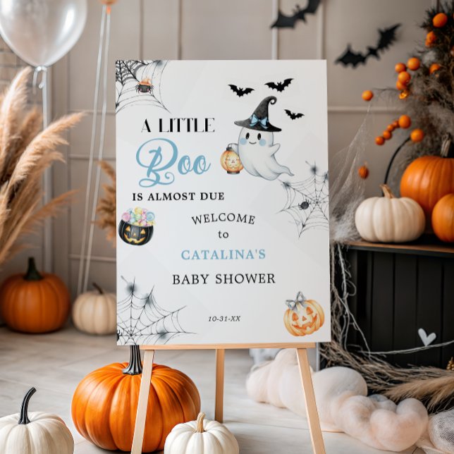 Blue Halloween Ghost Baby Shower Welcome Sign (Creator Uploaded)
