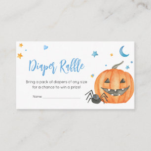 Blue Halloween Ghost Little Boo Diaper Raffle Enclosure Card