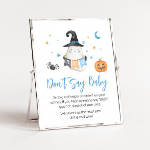 Blue Halloween Ghost Little Boo Don't Say Baby Poster