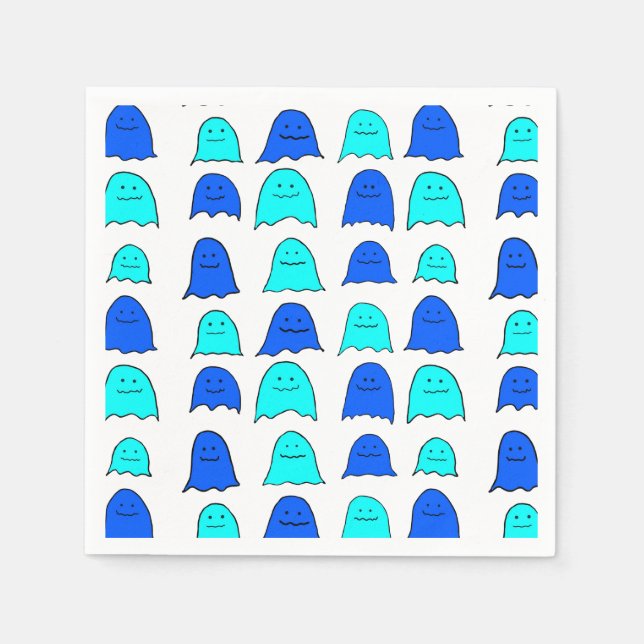 Blue Halloween Ghosts Napkins (Front)