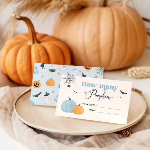 Blue Halloween guess how many pumpkins Enclosure Card