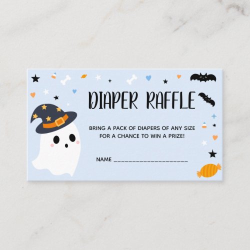 Blue Halloween Little Boo Diaper Raffle Enclosure Card