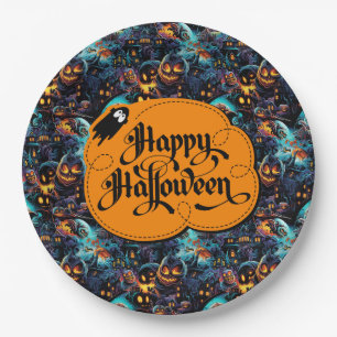 Blue Halloween Paper Plates