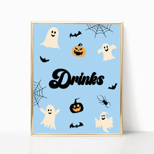 Blue Halloween Spooky Drinks Party Sign