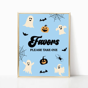 Blue Halloween Spooky Party Favors Sign