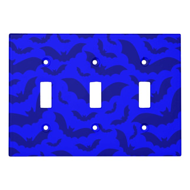 blue halloween vampire bats gothic light switch cover (Front)