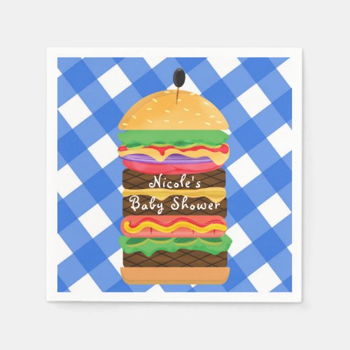 Blue Hamburger Summer Cookout Barbecue BBQ Party Paper Napkins