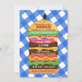 Blue Hamburger Summer Cookout Barbecue Invitations (Front)