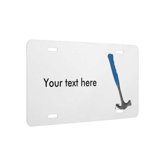 Blue Hammer Removing A Nail License Plate (Right)