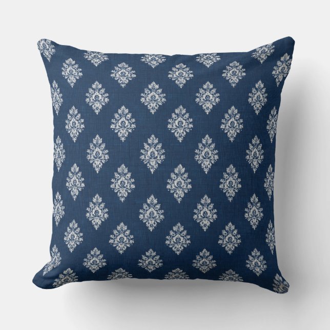 Blue Hamptons Throw Pillow (Front)