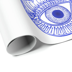 Blue Hamsa Hand / Evil Eye Defense / Hand of Mary Wrapping Paper