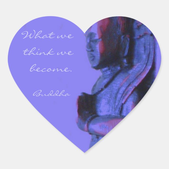 Blue Hand Carved Buddha Heart Sticker (Front)