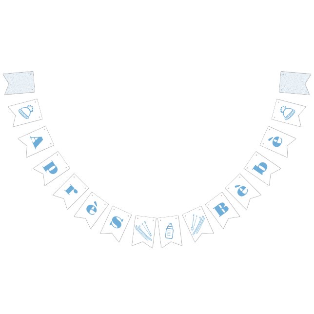 Blue Hand-Drawn Après Bébé Boy Baby Shower Bunting Flags (All)
