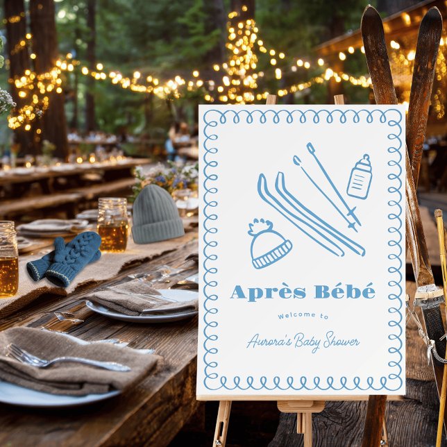 Blue Hand-Drawn Après Bébé Boy Baby Shower Foam Board (Creator Uploaded)