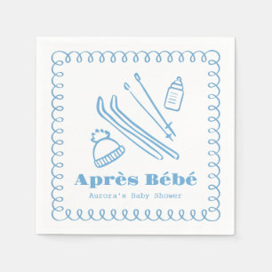 Blue Hand-Drawn Après Bébé Boy Baby Shower Napkins