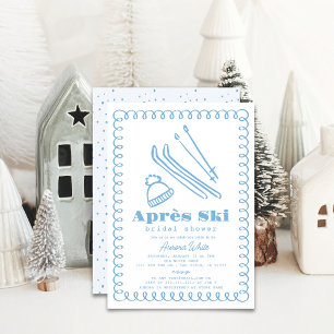 Blue Hand-Drawn Après Ski Bridal Shower Invitation