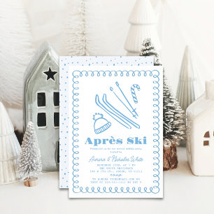 Blue Hand-Drawn Après Ski Christmas Holiday Party Invitation