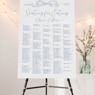Blue Hand Drawn Bow Alphabetical Seating Chart Foam Board