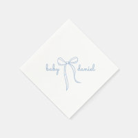 blue Hand Drawn Bow Boy Baby Shower