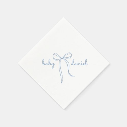 blue Hand Drawn Bow Boy Baby Shower