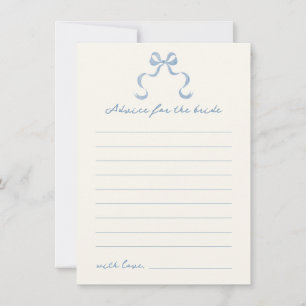 Blue Hand Drawn Bow Bridal Shower Advice Card