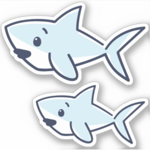 Blue Hand-Drawn Cartoon Baby Shark Scrapbook  Sticker