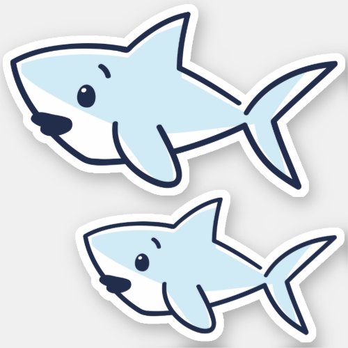Blue Hand_Drawn Cartoon Baby Shark Scrapbook  Sticker