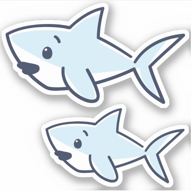 Blue Hand-Drawn Cartoon Baby Shark Scrapbook  Sticker (Front)
