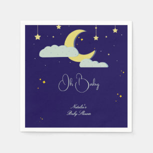 Blue Hand Drawn Celestial Star Moon Baby Shower  Napkins