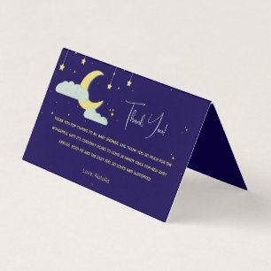 Blue Hand Drawn Celestial Star Moon Thank you Card