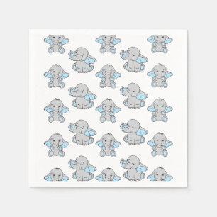 Blue Hand Drawn Elephant Pattern Elephant Cartoon Napkins