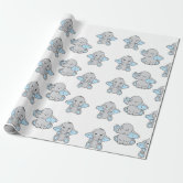 Baby Boy Elephant Jungle Pattern Baby Shower Gift Wrapping Paper