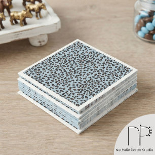 Blue Hand-Drawn Leopard Print Napkins