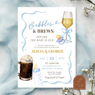 Blue Hand-Drawn Quirky Baby Shower Invitation