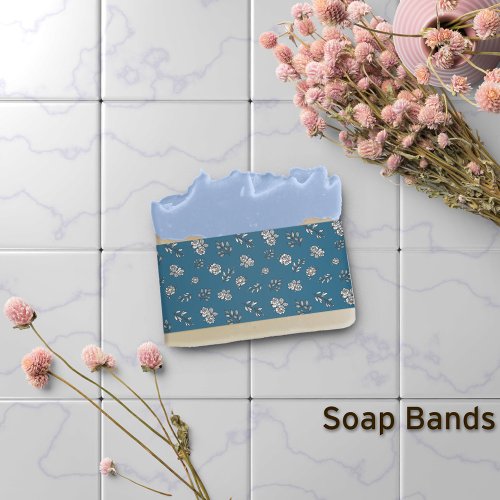 Blue Hand_Drawn Roses Leaves Soap Band Wrap