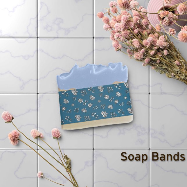 Blue Hand-Drawn Roses Leaves Soap Band Wrap (Creator Uploaded)