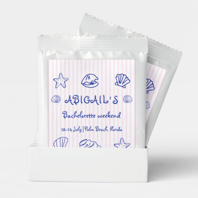 Blue hand drawn scribble sea shells bachelorette margarita drink mix (Pair)