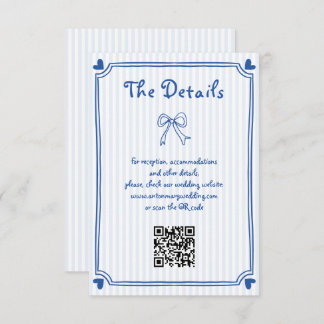 Blue Hand drawn scribble wedding details Enclosure Card