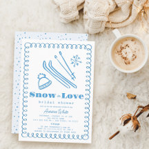 Blue Hand-Drawn Snow in Love Bridal Shower