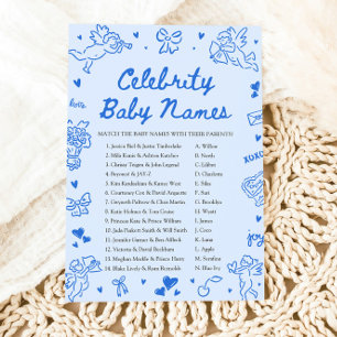 Blue Hand Drawn Valentine Celebrity Baby Name Game Invitation